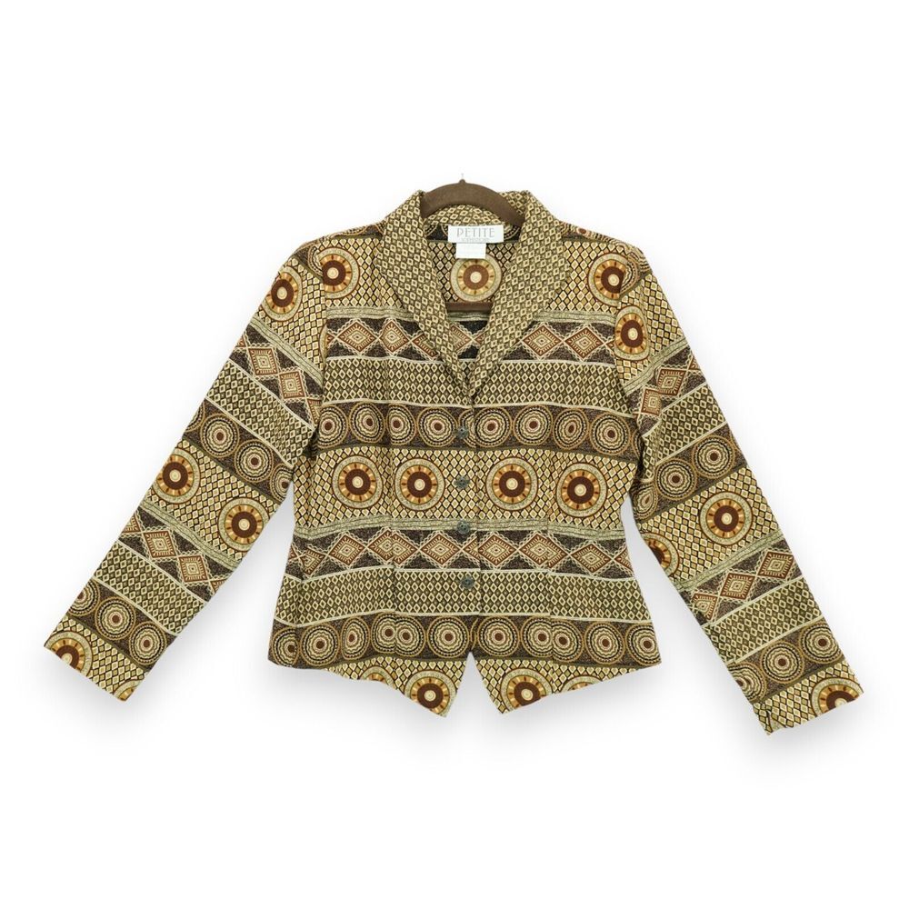 Vintage Petite Sophisticate Women's Jacket Size 4 Geometric Pattern Long Sleeve